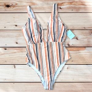 Cupshe stripe plunge swimsuit